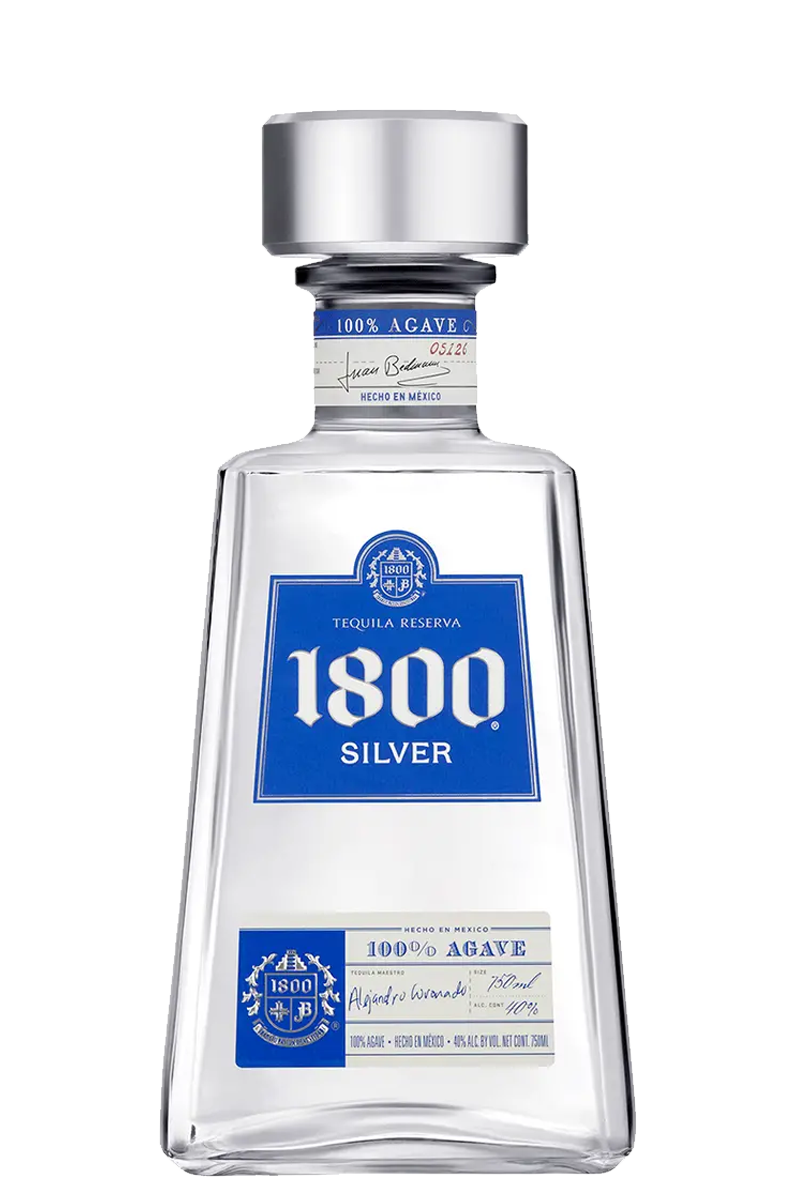 1800 Silver Gift Set with Two Shot Glasses 750ml - Liquor